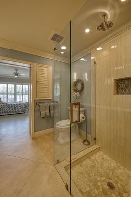 Bathroom, Glass Shower, Interior, Recessed Lighting