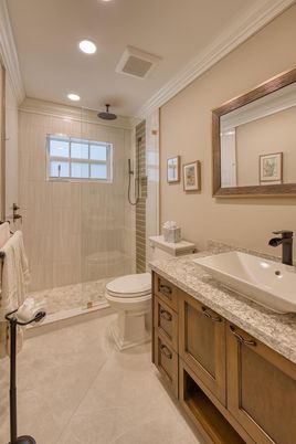 Bathroom, Glass Shower, Interior, Recessed Lighting