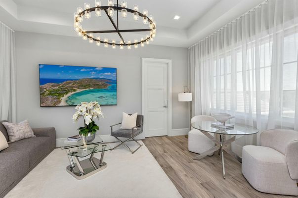 Interior, Living room, Pendant Lights, Recessed Lighting, Wood Texture Flooring