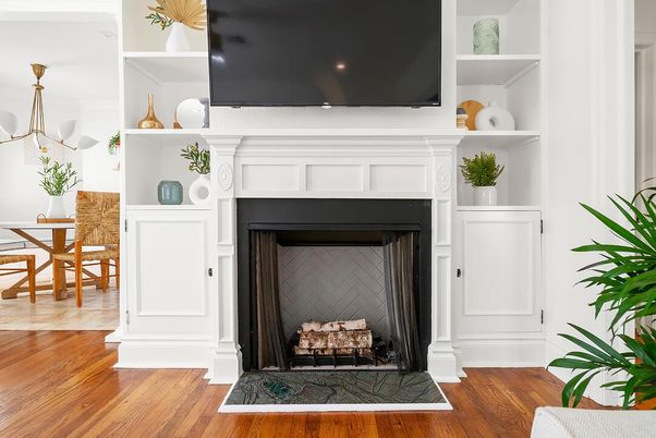 Fireplace, Interior, Wood Texture Flooring