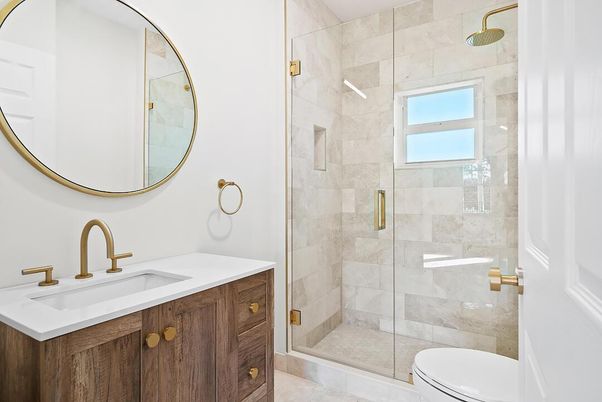 Bathroom, Glass Shower, Interior, Marble Walls