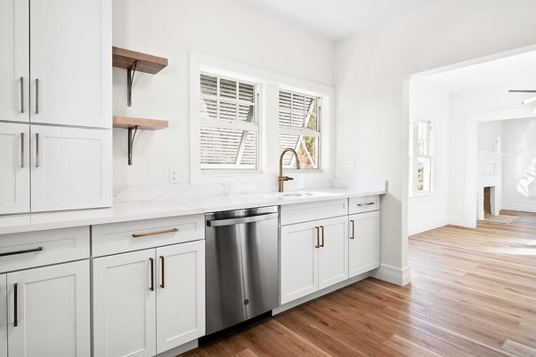Interior, Kitchen, Stainless Steel Appliances, Wood Texture Flooring