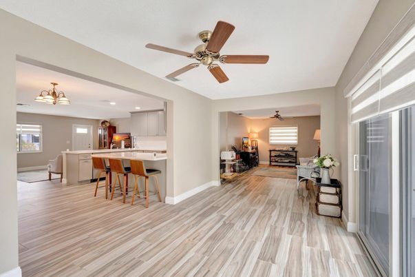 Interior, Kitchen, Recessed Lighting, Wood Texture Flooring