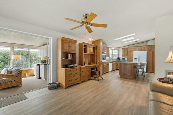 Interior, Kitchen, Recessed Lighting, Wood Texture Flooring