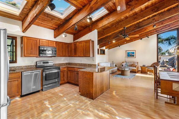 Dining room, Interior, Kitchen, Living room, Wooden Beams, Wooden Ceilings, Wood Texture Flooring