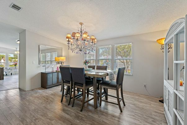 Chandelier, Dining room, Interior, Wood Texture Flooring