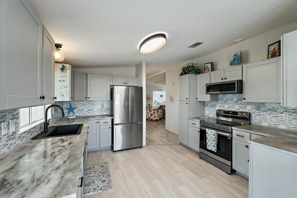 Interior, Kitchen, Stainless Steel Appliances, Wood Texture Flooring