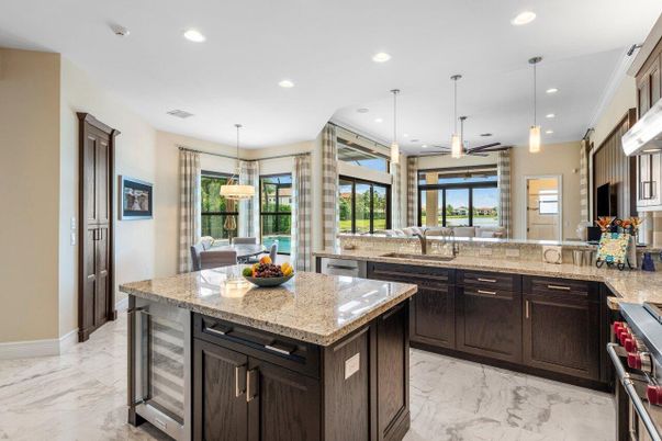Interior, Kitchen, Marble, Pendant Lights, Recessed Lighting