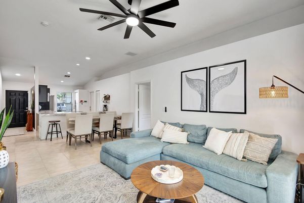 Dining room, Interior, Kitchen, Living room, Recessed Lighting