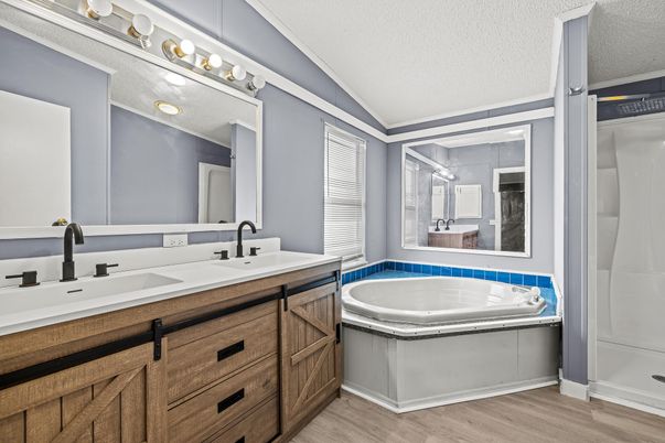 Bathroom, Dual Sink Vanities, Interior, Wood Texture Flooring