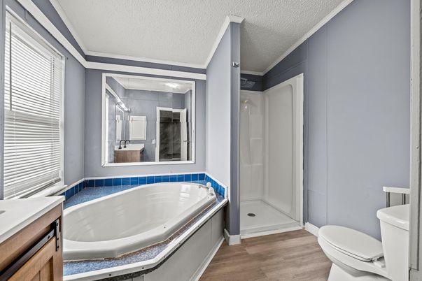 Bathroom, Glass Shower, Interior, Wood Texture Flooring