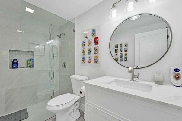 Bathroom, Glass Shower, Interior, Marble Walls