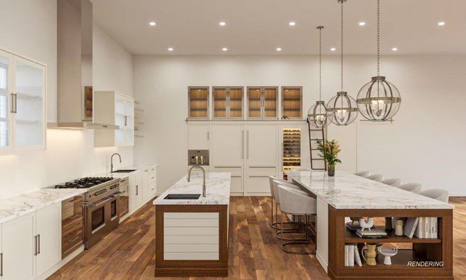 Chandelier, Dining room, Interior, Kitchen, Pendant Lights, Recessed Lighting, Wood Texture Flooring