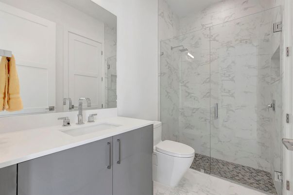 Bathroom, Glass Shower, Interior, Marble, Marble Walls