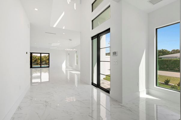 Empty room, Interior, Marble, Pendant Lights, Recessed Lighting
