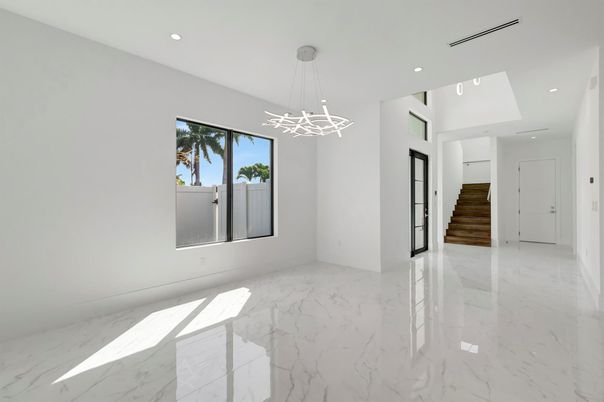 Empty room, Interior, Marble, Pendant Lights, Recessed Lighting