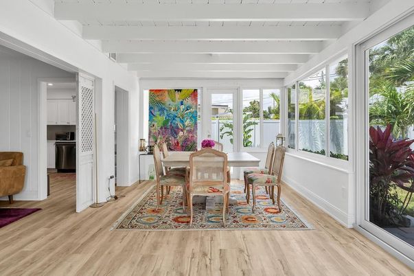 Dining room, Interior, Stainless Steel Appliances, Wood Texture Flooring
