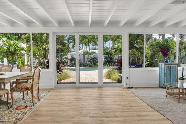 Dining room, Interior, Sun Room, Wood Texture Flooring
