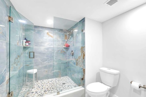 Bathroom, Glass Shower, Interior, Recessed Lighting