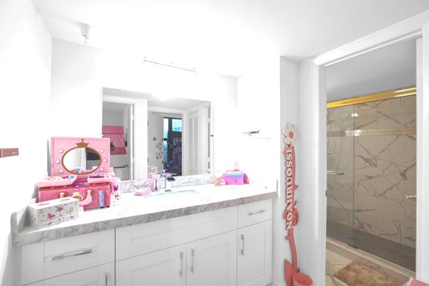 Bathroom, Glass Shower, Interior, Marble Walls