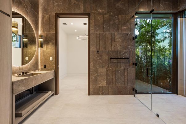 Bathroom, Glass Shower, Interior, Recessed Lighting