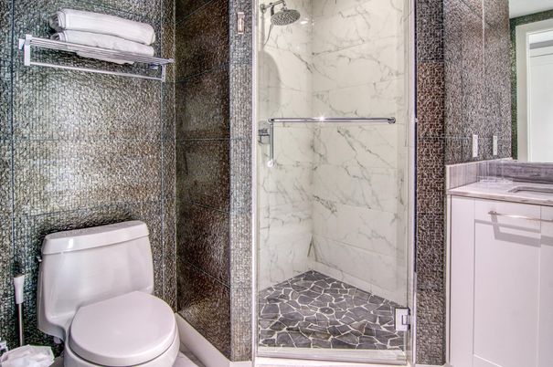 Bathroom, Glass Shower, Interior, Marble Walls