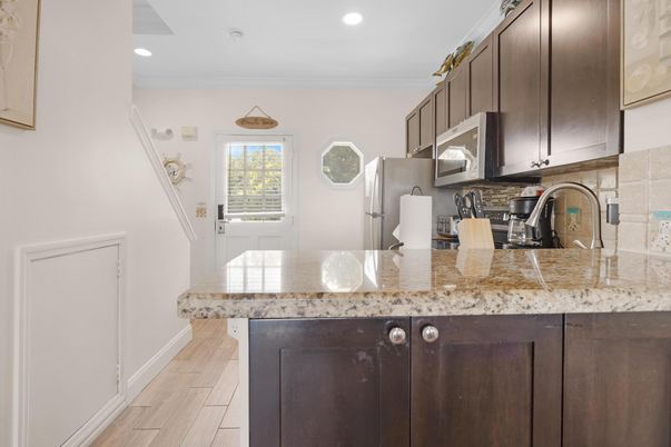 Interior, Kitchen, Recessed Lighting, Wood Texture Flooring