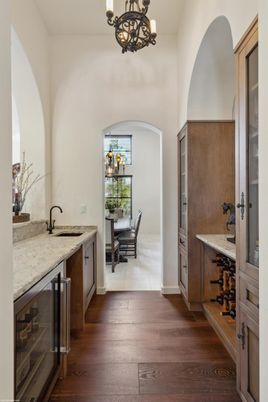 Chandelier, Dining room, Interior, Wood Texture Flooring