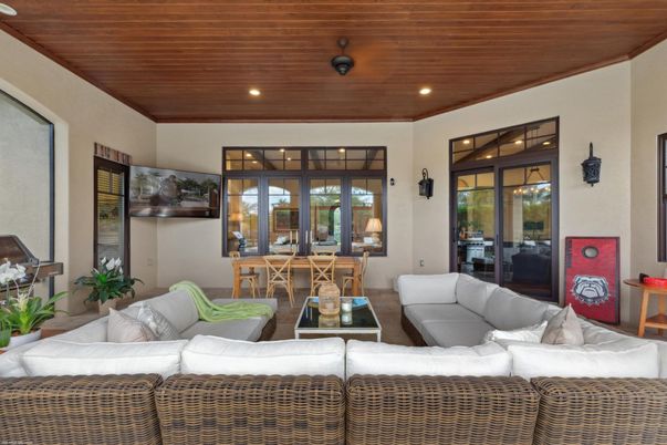 Dining room, Interior, Living room, Recessed Lighting, Wooden Ceilings