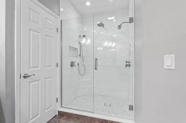Bathroom, Glass Shower, Interior, Recessed Lighting