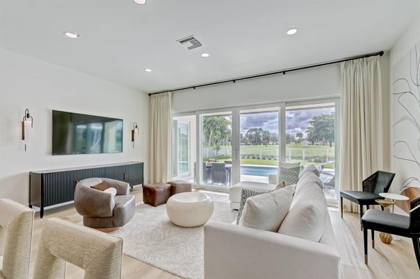 Interior, Living room, Recessed Lighting, Wood Texture Flooring