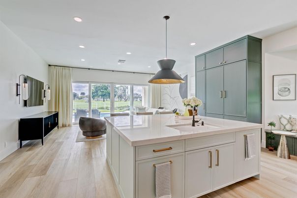 Interior, Kitchen, Pendant Lights, Recessed Lighting, Wood Texture Flooring