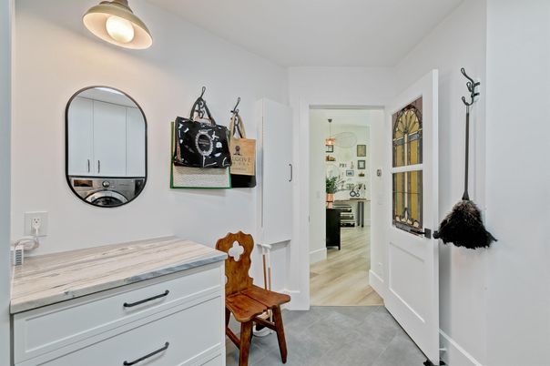 Interior, Pendant Lights, Washer, Wood Texture Flooring