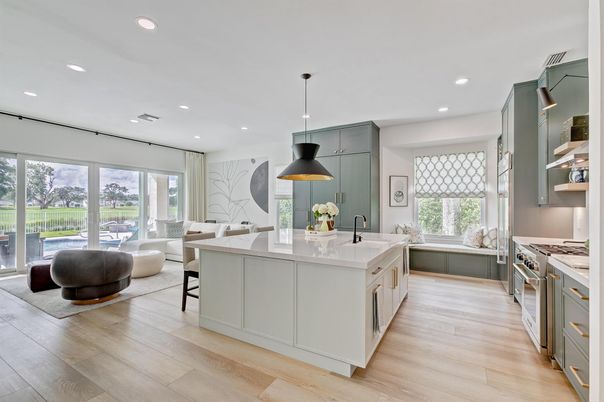 Interior, Kitchen, Pendant Lights, Recessed Lighting, Wood Texture Flooring