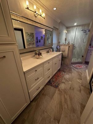 Bathroom, Dual Sink Vanities, Glass Shower, Interior, Recessed Lighting
