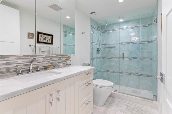 Bathroom, Glass Shower, Interior, Recessed Lighting