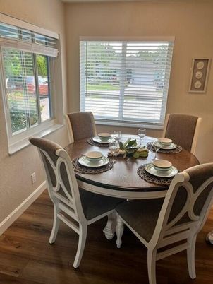 Dining room, Interior, Wood Texture Flooring