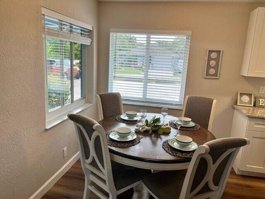 Dining room, Interior, Wood Texture Flooring