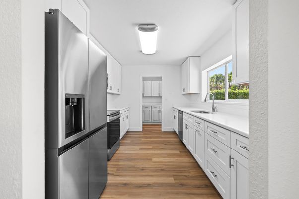 Interior, Kitchen, Wood Texture Flooring