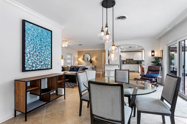 Dining room, Interior, Kitchen, Living room, Pendant Lights, Recessed Lighting