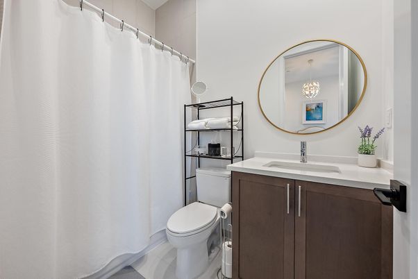 Bathroom, Chandelier, Interior