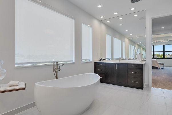 Bathroom, Dual Sink Vanities, Free Standing Baths, Interior, Recessed Lighting, Water