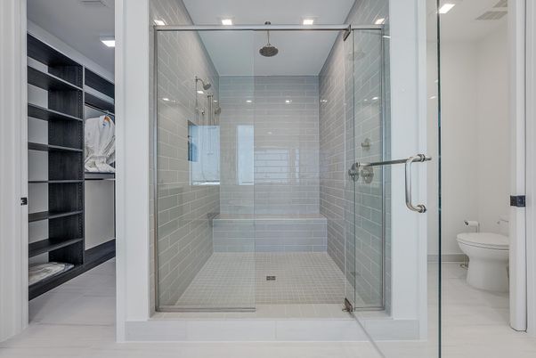 Bathroom, Glass Shower, Interior, Recessed Lighting