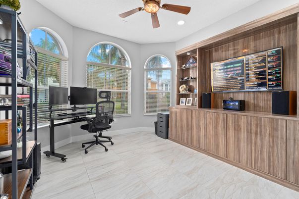 Home Office, Interior, Marble, Recessed Lighting