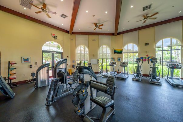 Fitness Equipment, Gym, Interior, Recessed Lighting, Wooden Beams