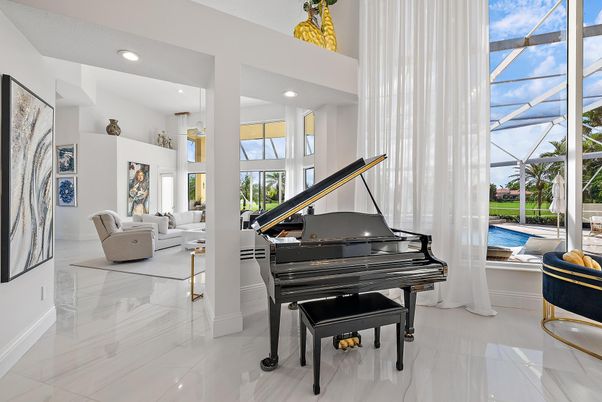 Glass Ceilings, Interior, Living room, Piano, Recessed Lighting