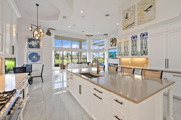 Chandelier, Interior, Kitchen, Marble, Pendant Lights, Recessed Lighting, Water