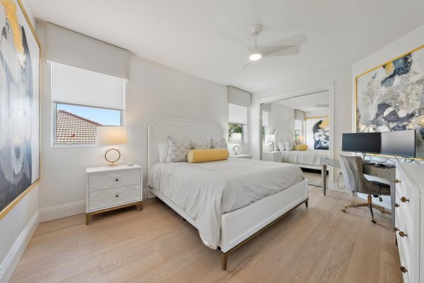 Bedroom, Home Office, Interior, Recessed Lighting, Wood Texture Flooring