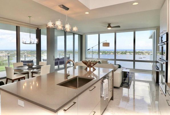 Chandelier, Dining room, Interior, Kitchen, Marble, Pendant Lights, Recessed Lighting, Water