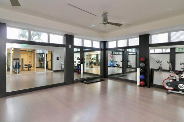 Fitness Equipment, Interior, Recessed Lighting, Wood Texture Flooring